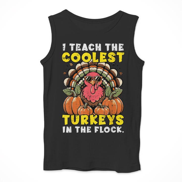 Thanksgiving I Teach Coolest Turkeys Teacher Fall Women Men Men Tank Top, funny design