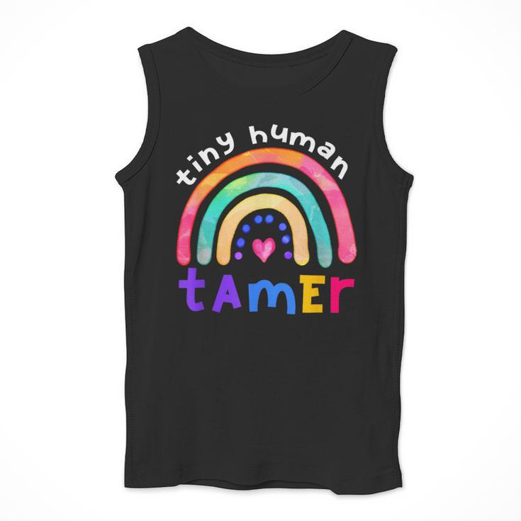 Tiny Human Tamer Watercolor Rainbow Daycare Teacher Men Tank Top, funny design
