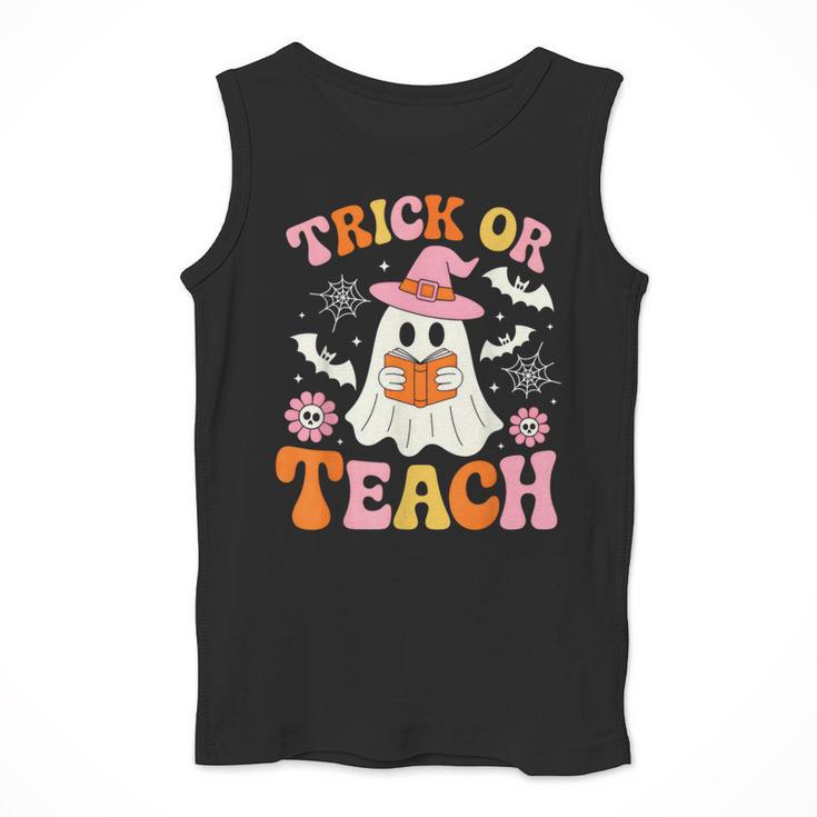 Trick Or Teach Cute Floral Ghost Teacher Halloween Costume Men Tank Top, funny design Trick Or Teach Cute Floral Ghost Teacher Halloween Costume Men Tank Top, funny design