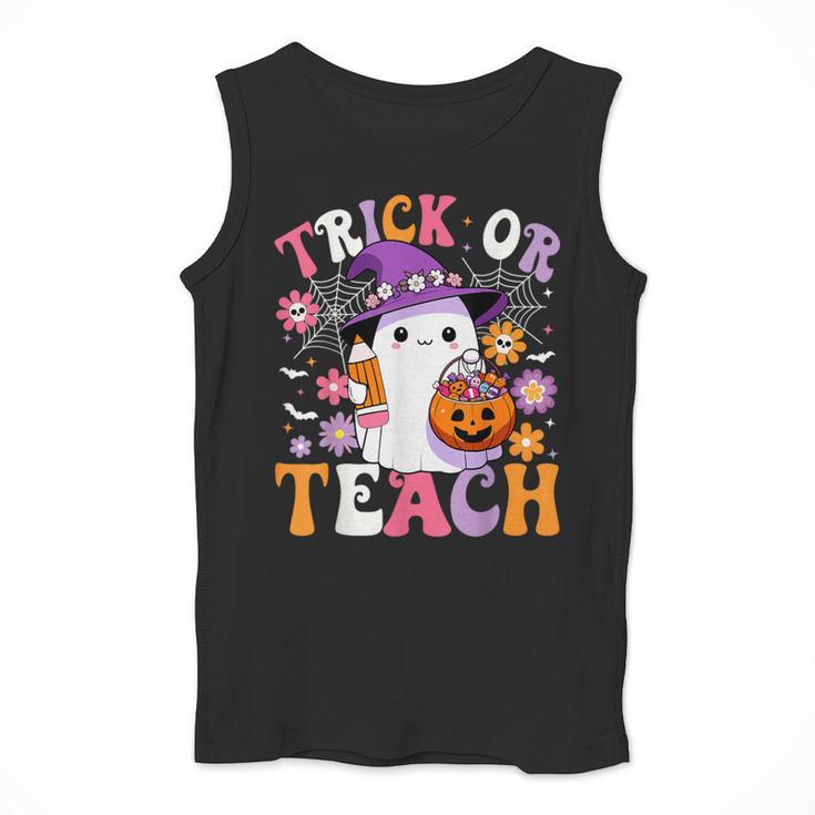 Trick Or Teach Groovy Teacher Ghost Halloween Teacher Men Tank Top, Groovy Teacher Gifts, funny design Trick Or Teach Groovy Teacher Ghost Halloween Teacher Men Tank Top, Groovy Teacher Gifts, funny design