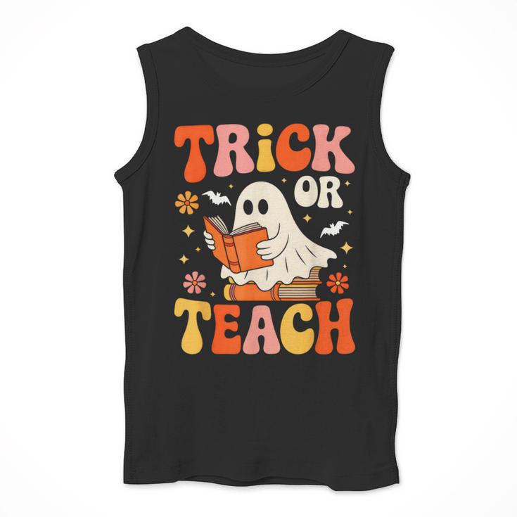 Trick Or Teach Halloween Shirt For Teacher Kids Floral Ghost Men Tank Top, funny design Trick Or Teach Halloween Shirt For Teacher Kids Floral Ghost Men Tank Top, funny design