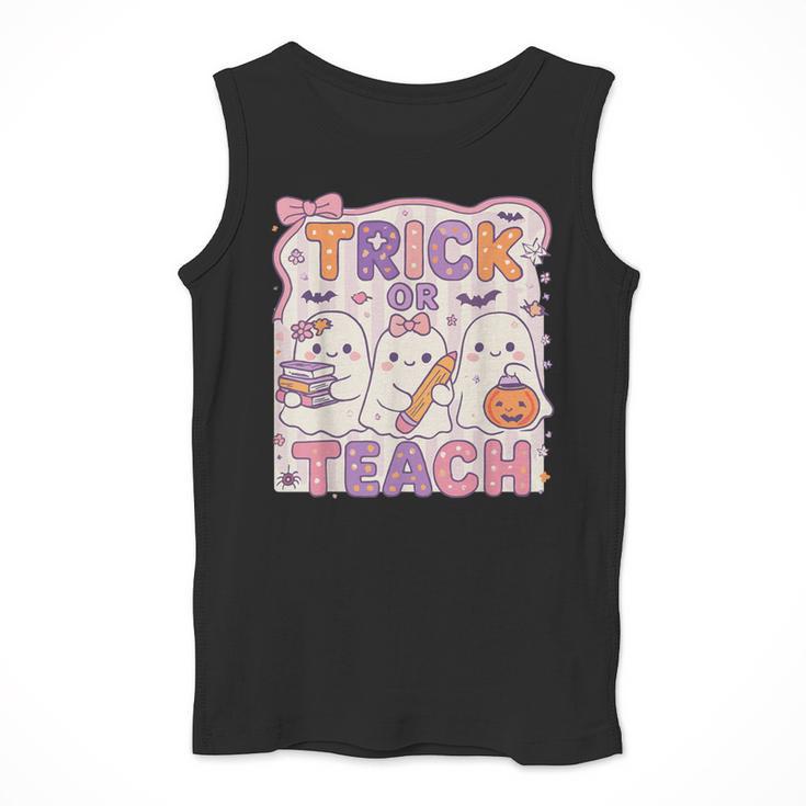Trick Or Teach Retro Halloween Teacher Look Men Tank Top, funny design