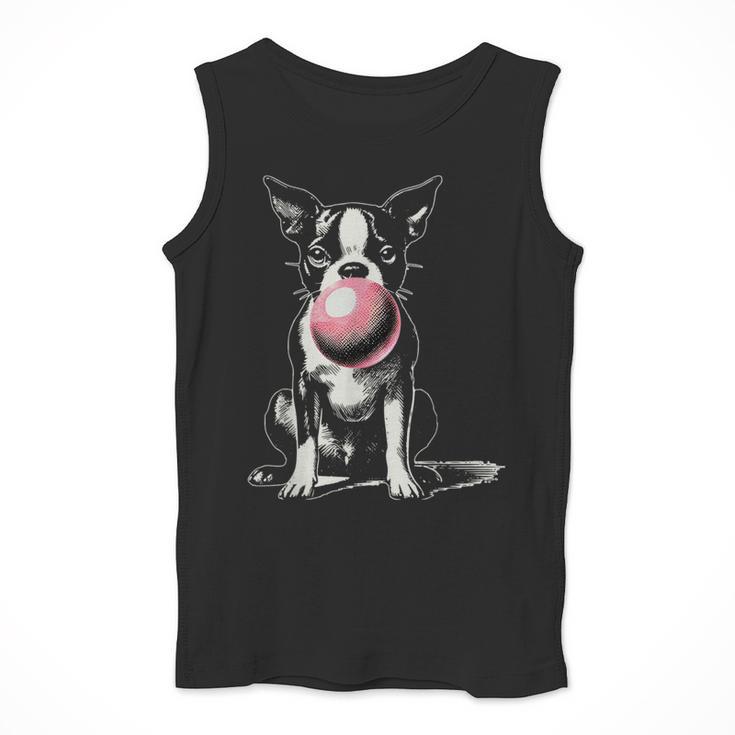 Vintage Boston Terrier Blowing Bubble Gum American Gentleman Men Tank Top, American Boston Terrier Gifts, funny design