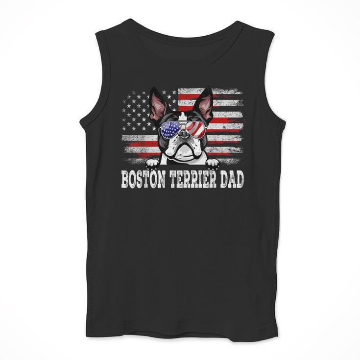 Vintage Boston Terrier Dad American Flag Father's Day Men Tank Top, Boston Terrier Dad Gifts, American Boston Terrier Gifts, funny design