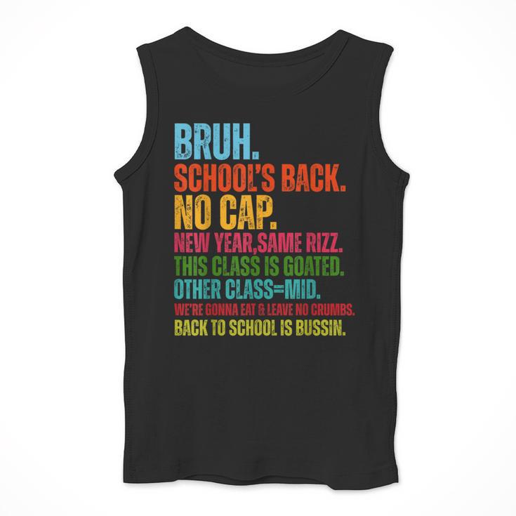 Vintage Bruh We Back No Cap Bruh We'Re Back Student Teacher Men Tank Top, funny design Vintage Bruh We Back No Cap Bruh We'Re Back Student Teacher Men Tank Top, funny design