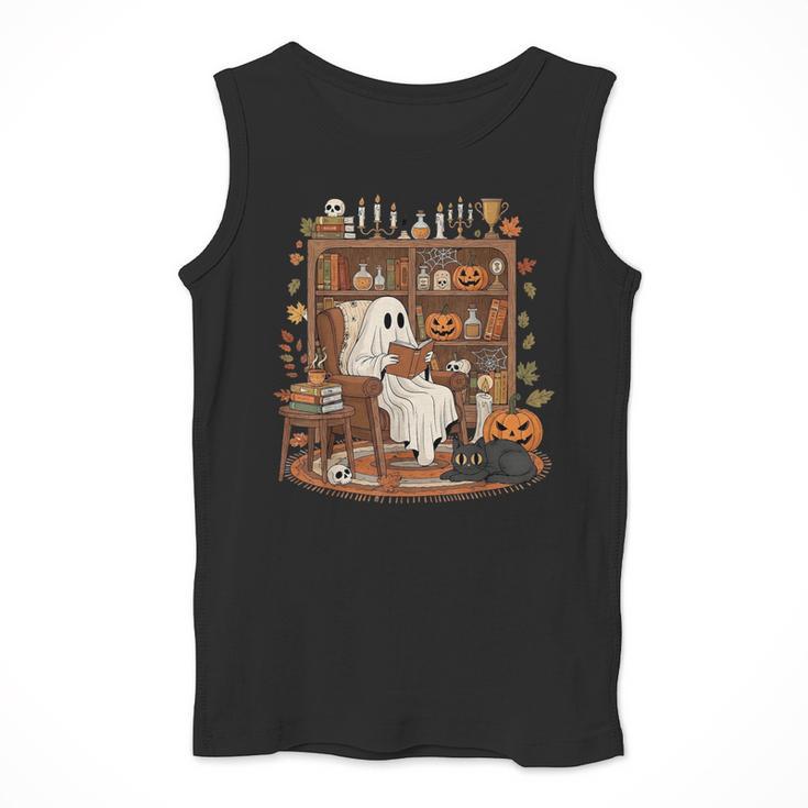 Vintage Ghost Book Reading Pumpkin Gothic Halloween Teachers Men Tank Top, funny design Vintage Ghost Book Reading Pumpkin Gothic Halloween Teachers Men Tank Top, funny design
