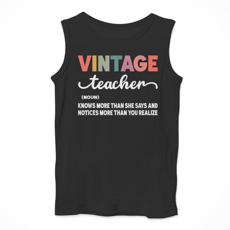 Vintage Teacher Knows More Than She Says Outfit Definition Men Tank Top, funny design Vintage Teacher Knows More Than She Says Outfit Definition Men Tank Top, funny design
