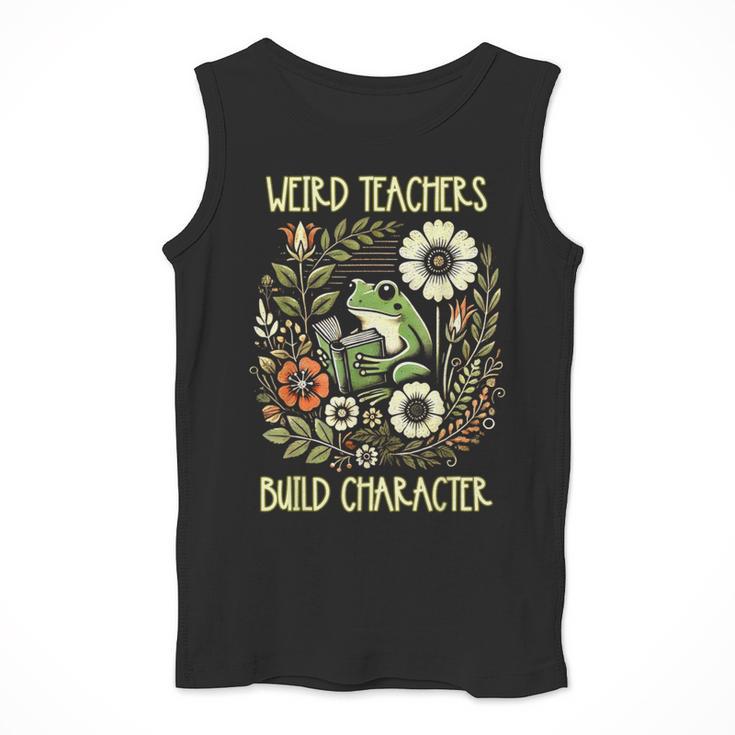 Weird Teachers Build Character Frog Reading Book Librarian Men Tank Top, funny design