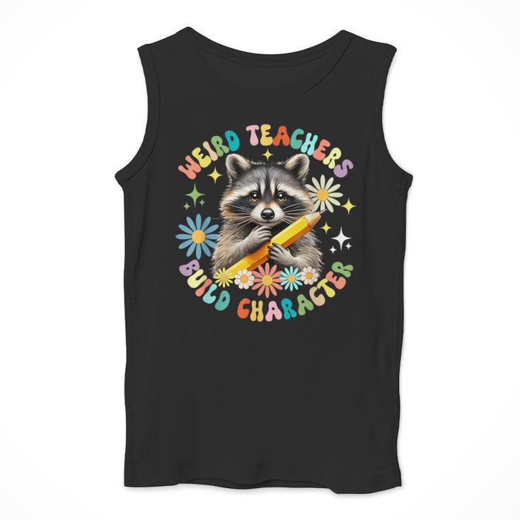 Weird Teachers Build Character Raccoon Colourful Floral Men Tank Top, funny design Weird Teachers Build Character Raccoon Colourful Floral Men Tank Top, funny design