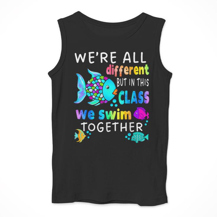 We'Re All Different But We Swim Together Elementary Teacher Men Tank Top, funny design We'Re All Different But We Swim Together Elementary Teacher Men Tank Top, funny design