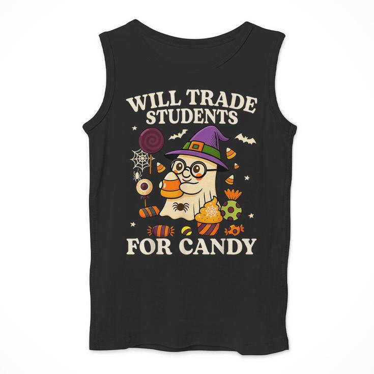 Will Trade Students For Candy Teacher Ghost Halloween Men Tank Top, funny design Will Trade Students For Candy Teacher Ghost Halloween Men Tank Top, funny design