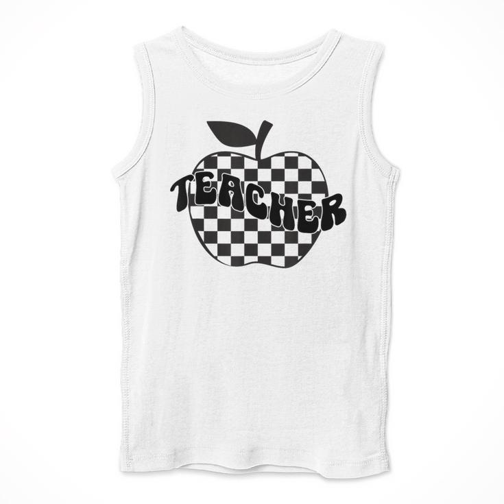 Back To School Checkered Apple Teacher Checkerboard Teacher For Men Women Girls Kids Men Tank Top, funny design