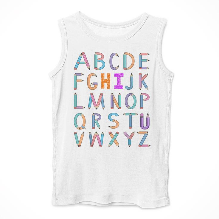 Back To School Kindergarten Alphabet ABC Teacher Women Kids Men Tank Top, funny design Back To School Kindergarten Alphabet ABC Teacher Women Kids Men Tank Top, funny design