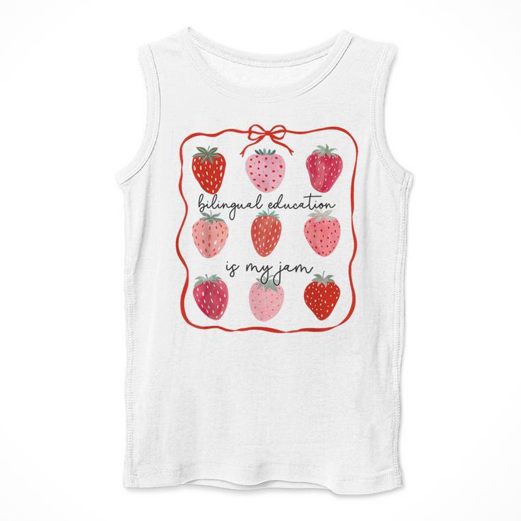 Bilingual Education Is My Jam Strawberry Spanish Teacher Men Tank Top, funny design Bilingual Education Is My Jam Strawberry Spanish Teacher Men Tank Top, funny design
