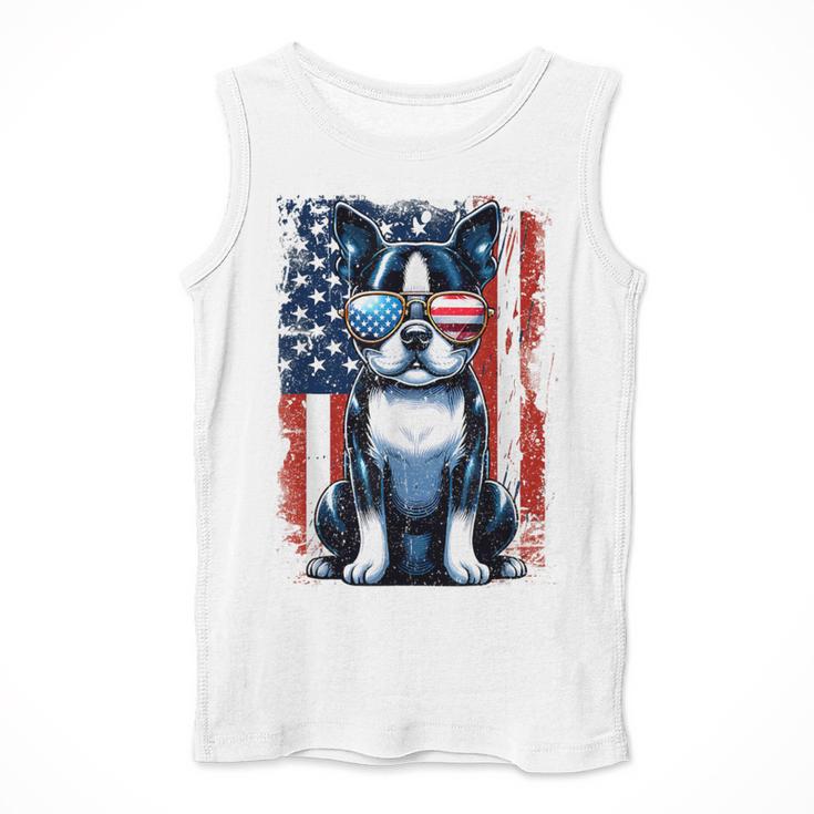 Boston Terrier Dog American USA US Flag Pets Vintage Outfit Men Tank Top, American Boston Terrier Gifts, funny design