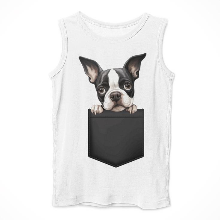 Boston Terrier Dog Puppy Dog In Pocket Cute Pet Lover Men Tank Top, funny design