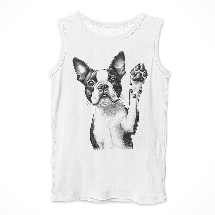 Boston Terrier Dog Raising Paw Idea Men Women Men Tank Top, funny design