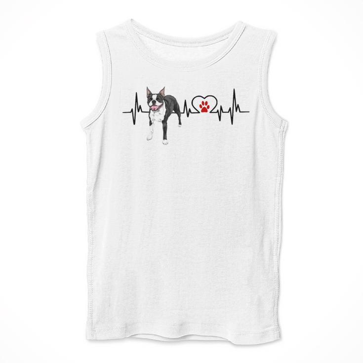 Boston Terrier EKG Heartbeat Heart Line Dog Lovers Men Tank Top, funny design