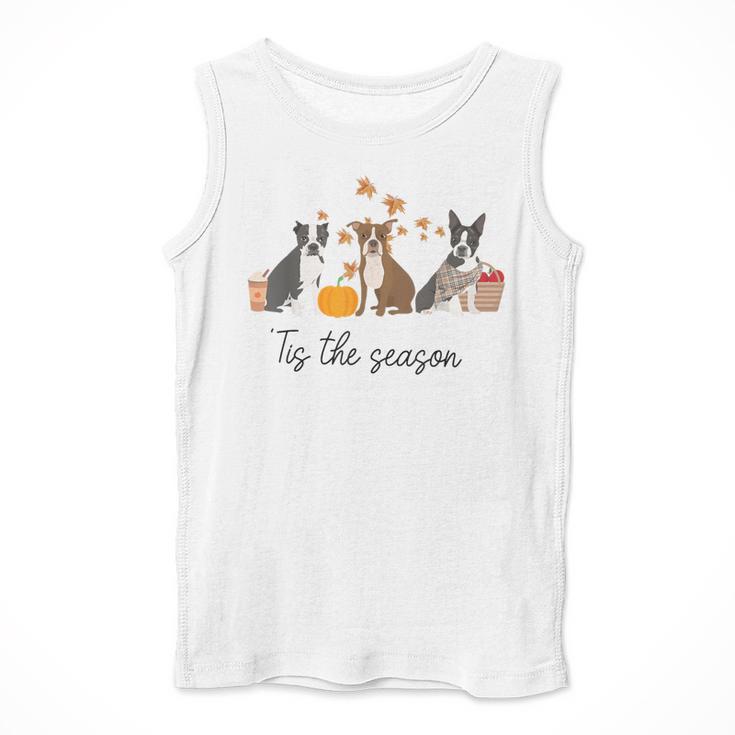 Boston Terrier Fall Pumpkin Tis The Season Autumn Women Men Tank Top, funny design