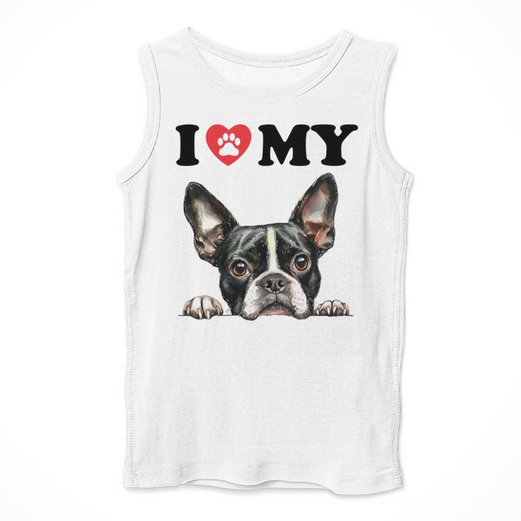 Boston Terrier I Heart My Dog Dog Lover Men Tank Top, funny design