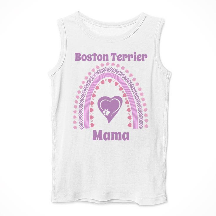 Boston Terrier Mama Cute Rainbow Paw Heart Shape Men Tank Top, funny design