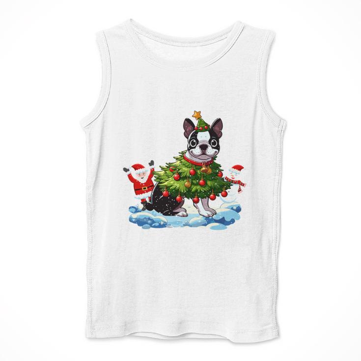 Boston Terrier Merry Christmas Tree Lights Dog X-Mas Dogs Men Tank Top, Boston Terrier Christmas Gifts, funny design