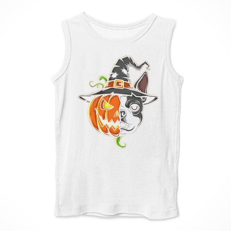 Boston Terrier Pumpkin Jack O Lantern Halloween Men Tank Top, Boston Terrier Halloween Gifts, funny design