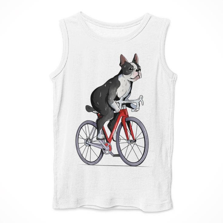 Boston Terrier Riding Bicycle Cute Bostie Biker Raglan Baseball Tee Men Tank Top, Boston Terrier Riding Gifts, funny design