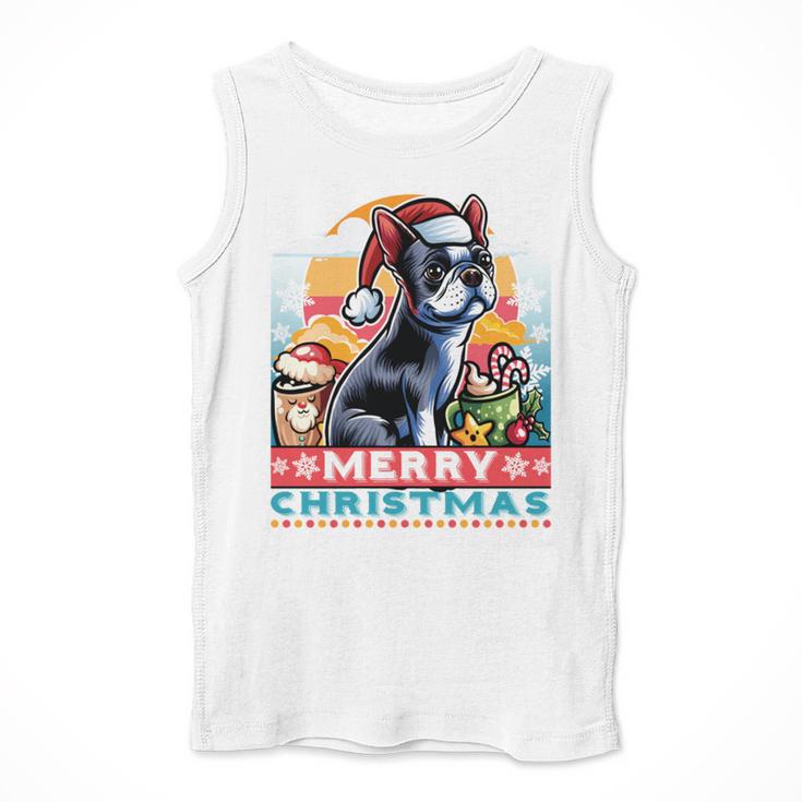 Boston Terrier Santa Claus Coffee Mug Merry Christmas Dogs Men Tank Top, Boston Terrier Christmas Gifts, funny design