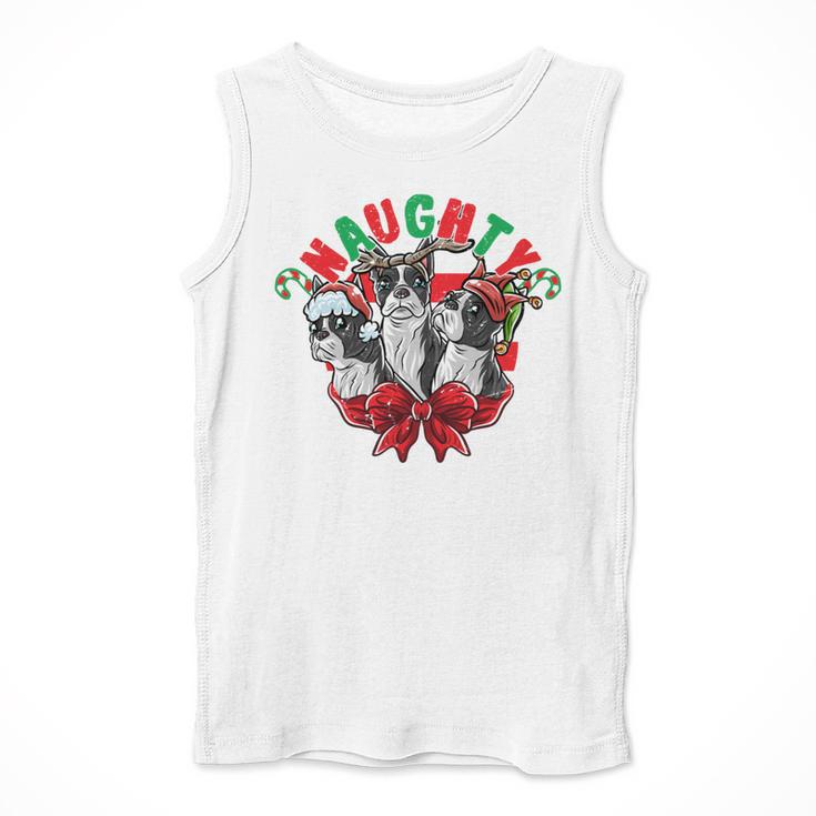 Boston Terrier Santa Claus Elf Reindeer Christmas Dog X-Mas Men Tank Top, Boston Terrier Christmas Gifts, funny design