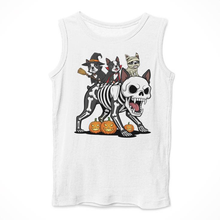 Boston Terrier Skeleton Mummy Witch Halloween Men Tank Top, Boston Terrier Halloween Gifts, funny design