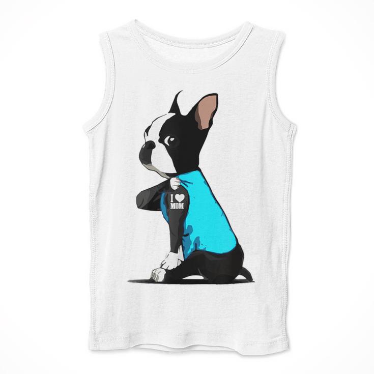 Boston Terrier Tattoos I Love Mom Men Tank Top, Mom Gifts, Boston Terrier Mom Gifts, funny design