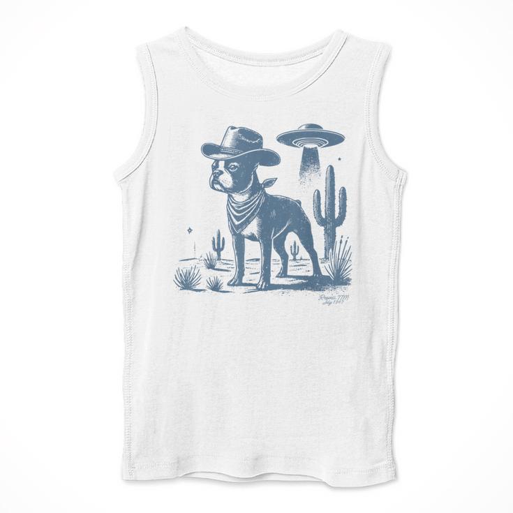 Boston Terrier UFO Cowboy Dog Dog Mom Dog Dad Alien Dog Men Tank Top, Mom Gifts, Boston Terrier Dad Gifts, Boston Terrier Mom Gifts, funny design