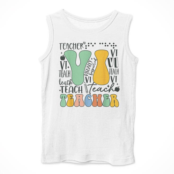 Braille Teacher Of The Visually Impaired Groovy VI Teacher Men Tank Top, Groovy Teacher Gifts, funny design Braille Teacher Of The Visually Impaired Groovy VI Teacher Men Tank Top, Groovy Teacher Gifts, funny design