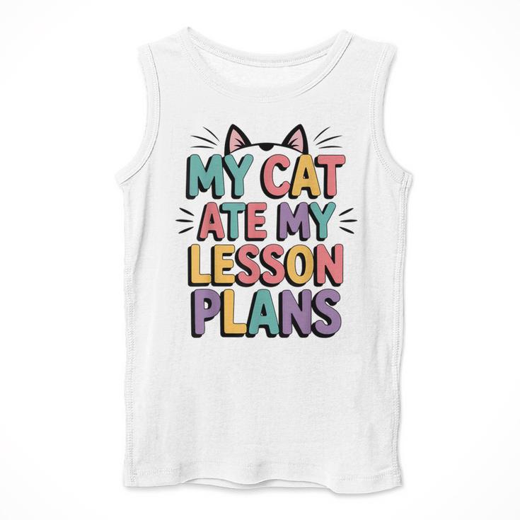 My Cat Ate My Lesson Plans Teacher Cat Humor Men Tank Top, funny design My Cat Ate My Lesson Plans Teacher Cat Humor Men Tank Top, funny design