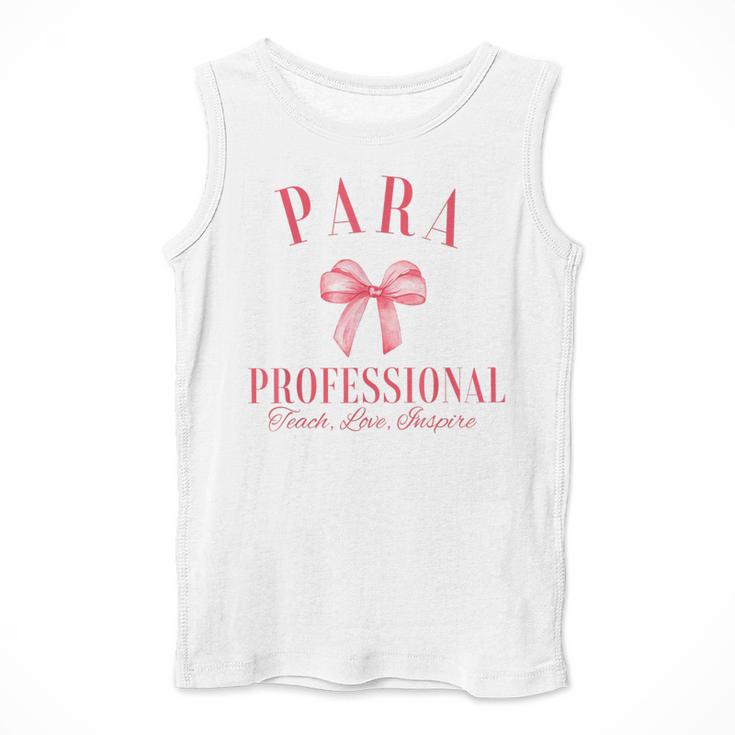 Coquette Bow Paraprofessional School Para Squad Teacher Aide Men Tank Top, funny design