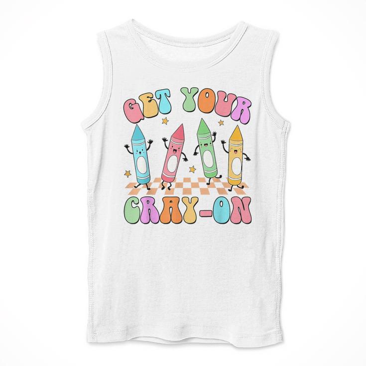 Get Your Cray-On Preschool Teacher Kindergarten Teacher Men Tank Top, funny design