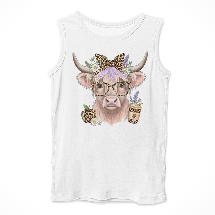 Cute Floral Highland Cow Back To School For Women Teacher Men Tank Top, funny design