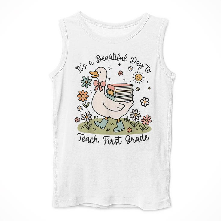 Cute Goose It's A Beautiful Day To Teach 1st Grade Teacher Men Tank Top, funny design Cute Goose It's A Beautiful Day To Teach 1st Grade Teacher Men Tank Top, funny design