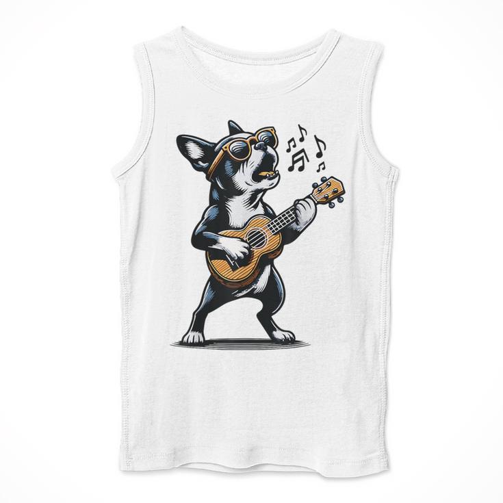 Dog Playing Guitar Singing Boston Terrier For Men Women Girls Kids Men Tank Top, funny design