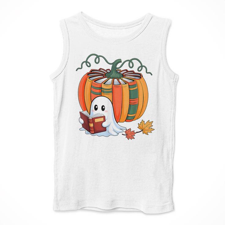 Fall Book Pumpkin Books Ghost Reading Halloween Teacher Men Tank Top, funny design Fall Book Pumpkin Books Ghost Reading Halloween Teacher Men Tank Top, funny design