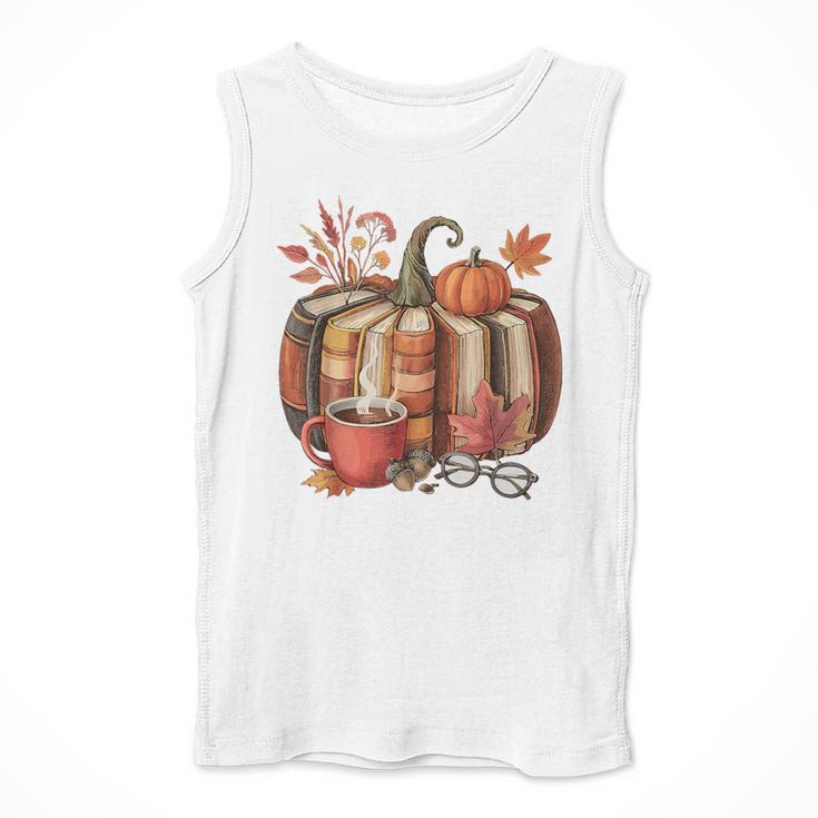 Fall Book Pumpkin Retro Reading Halloween Teacher Men Tank Top, funny design Fall Book Pumpkin Retro Reading Halloween Teacher Men Tank Top, funny design