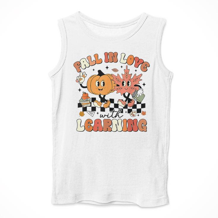 Fall In Love With Learning Teacher Retro Thanksgiving Men Tank Top, funny design Fall In Love With Learning Teacher Retro Thanksgiving Men Tank Top, funny design