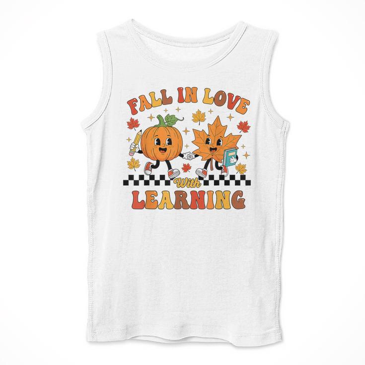 Fall In Love With Learning Teacher Student Autumn Pumpkin Men Tank Top, funny design