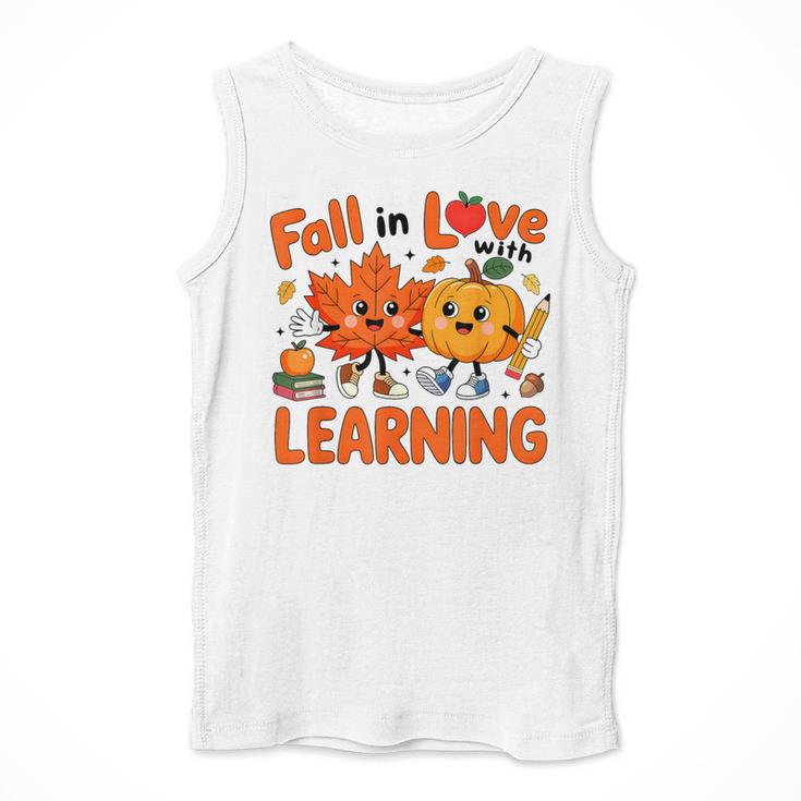 Fall In Love With Learning Thanksgiving Teacher Student Kids Men Tank Top, funny design