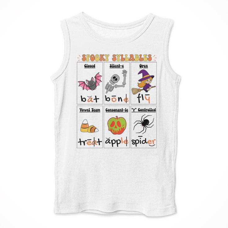 Halloween Reading Spooky Syllables Teacher Vintage Men Tank Top, funny design Halloween Reading Spooky Syllables Teacher Vintage Men Tank Top, funny design