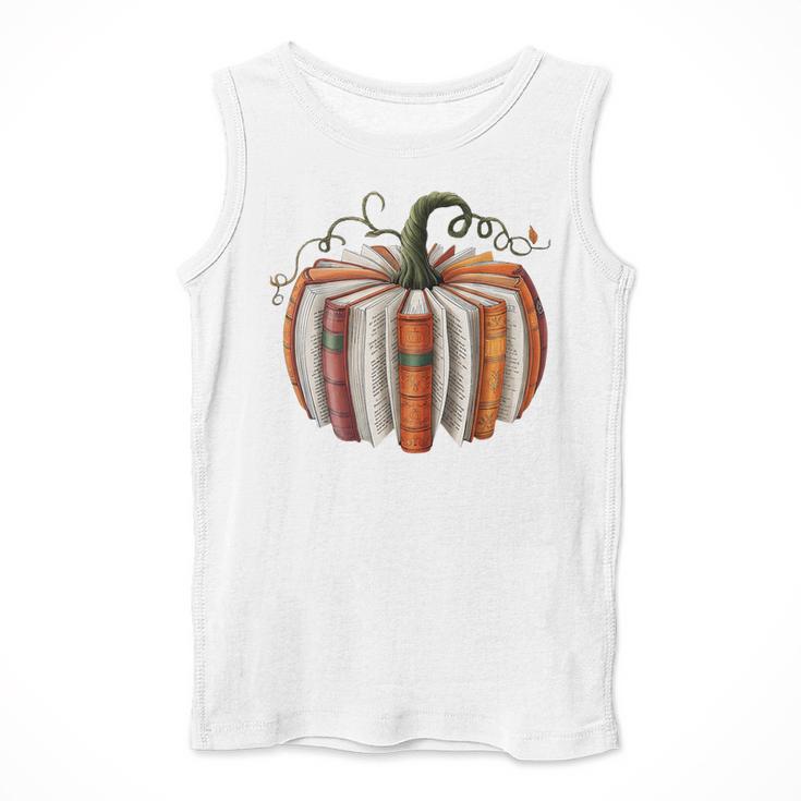 Halloween Teacher Librarians Fall Book Pumpkin Retro Reading Men Tank Top, funny design Halloween Teacher Librarians Fall Book Pumpkin Retro Reading Men Tank Top, funny design