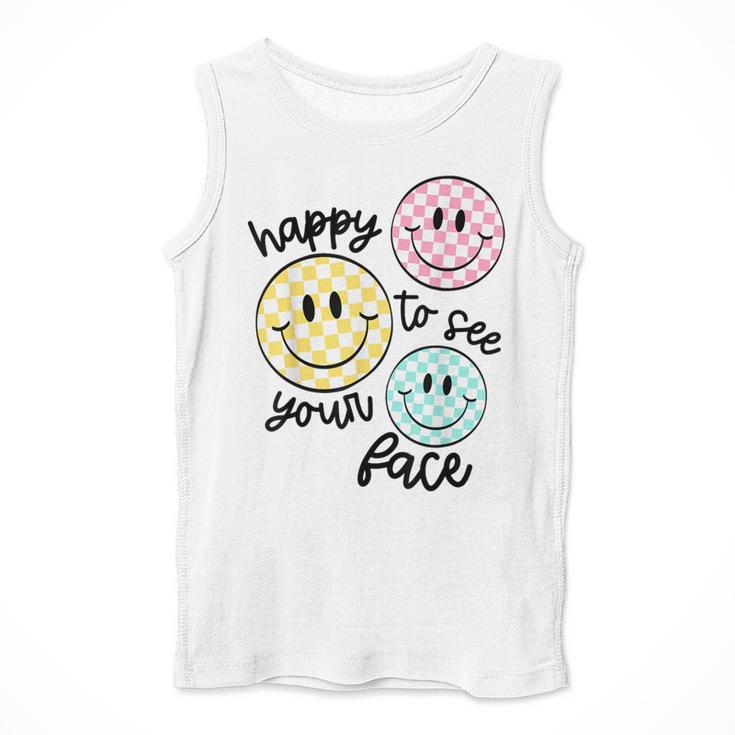Happy To See Your Face Smile Face Teacher Back To School Men Tank Top, funny design