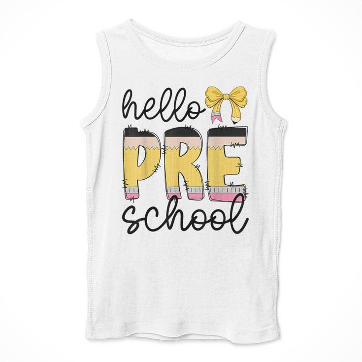 Hello Pre-K Preschool Back To School First Day Teacher Kids Men Tank Top, funny design Hello Pre-K Preschool Back To School First Day Teacher Kids Men Tank Top, funny design