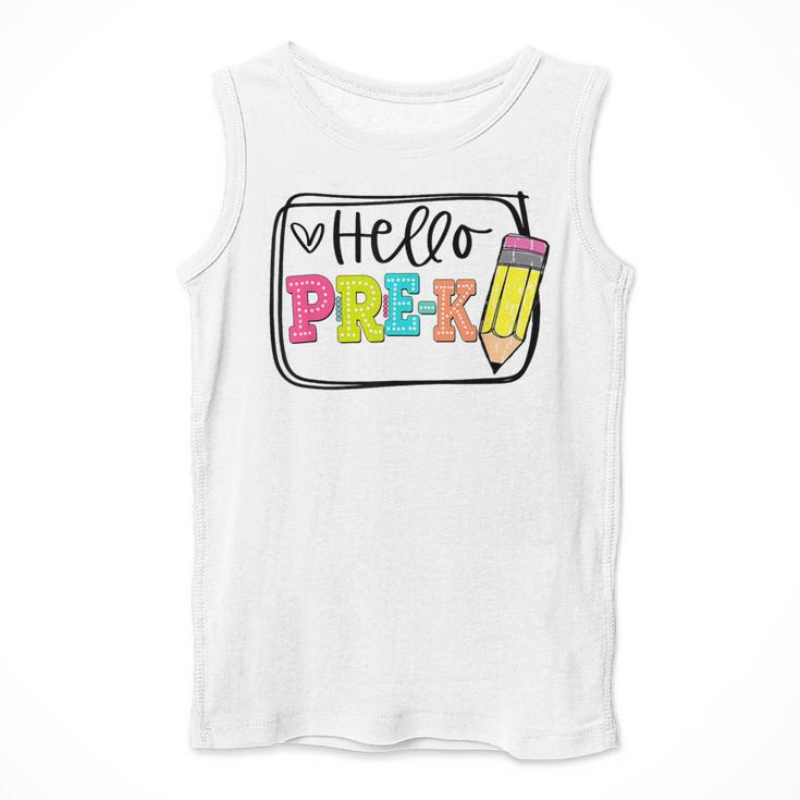 Hello Pre-K Team Preschool Teacher Kids Back To School Men Tank Top, funny design Hello Pre-K Team Preschool Teacher Kids Back To School Men Tank Top, funny design